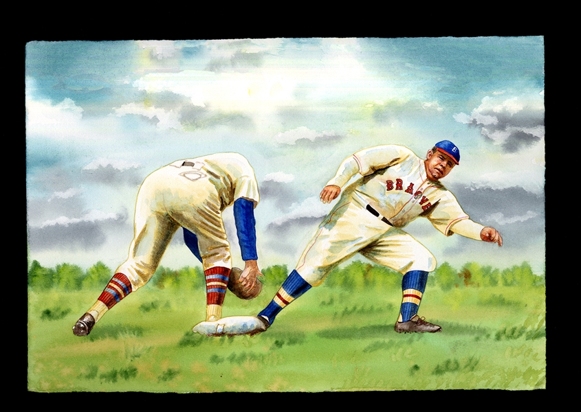 Helmar Original Art: Babe Ruth, Boston Braves, by Natalia
