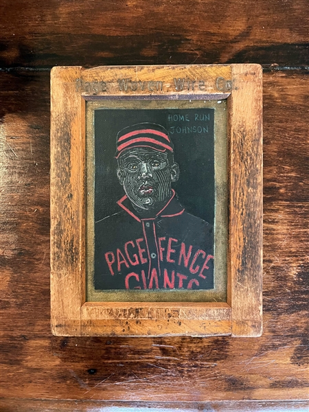 Original Lino Print Art: Home Run Johnson, Page Fence Giants by C. Mandel