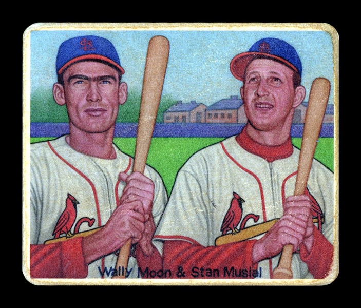 R319-Helmar Big League #417 Wally Moon with  lifelong friend Stan MUSIAL St. Louis Cardinals HOF