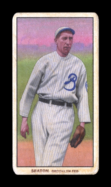 T206-Helmar #157 Tom Seaton, 27-12 in 1913 Brooklyn Tip-Tops