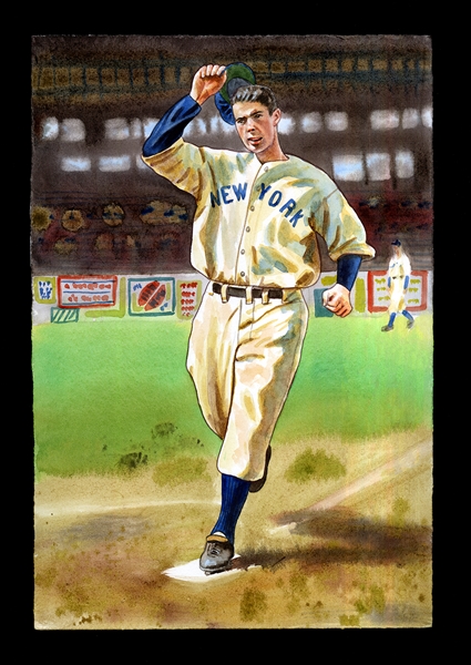 Helmar Original Art: Joe DiMaggio, NY Yankees, by Natalia