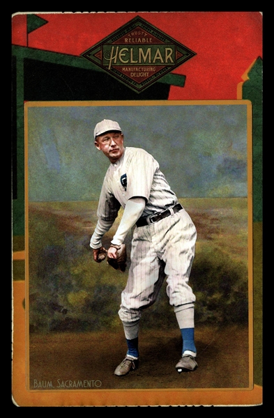 Helmar Cabinet Series II #102 Charles "Spider" Baum. 302 Wins in Minors; 30 Game Winner in 1915 Sacramento Salons