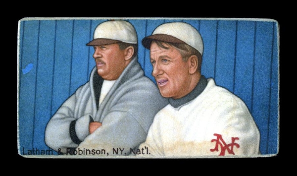 T206-Helmar #562 Arlie Latham with Wilbert ROBINSON (HOF) New York Giants HOF