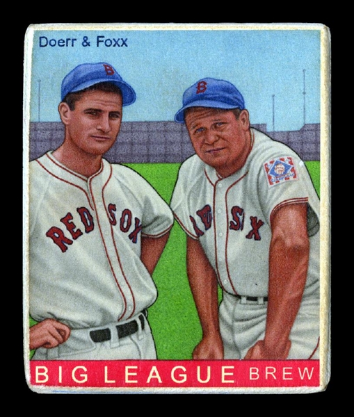 R319-Helmar Big League #501 Bobby DOERR, Jimmie  FOXX Boston Red Sox HOF