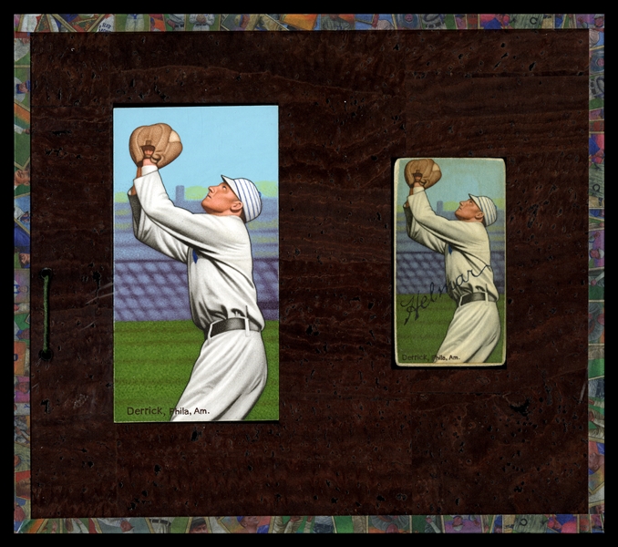 Original Art: Claud Derrick, Athletics, Helmar t206 #546 painting & card