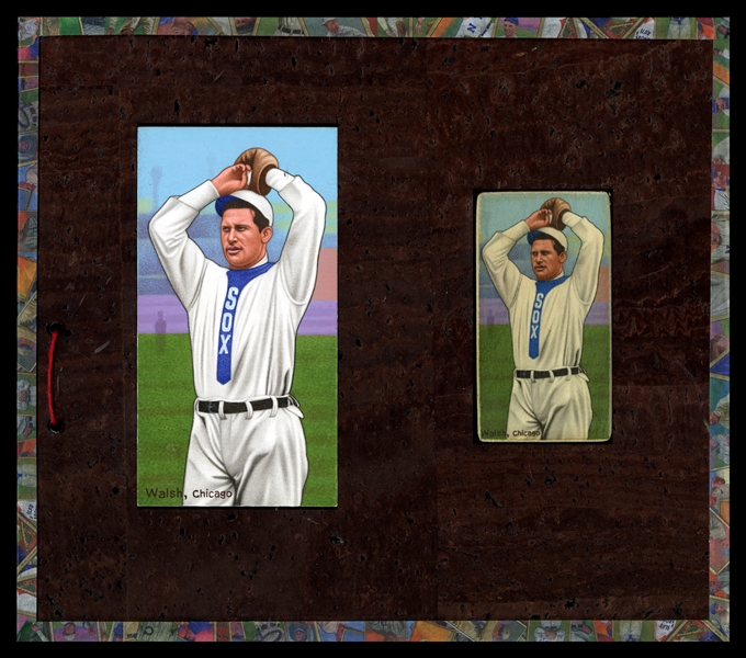 Original Art: Ed Walsh, Athletics, Helmar t206 #542 painting & card by Verma