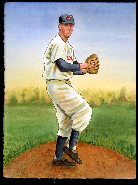 Natalia Original Art: Herb Score, Cleveland Indians for T4 series