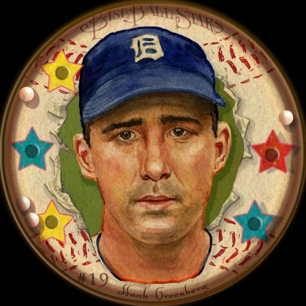 Helmar Baseball Heads Score 5! #19 Hank GREENBERG, lifetime .313 average Detroit Tigers HOF