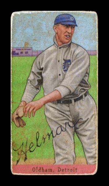 T206-Helmar #476 Red Oldham, early relief pitcher Detroit Tigers