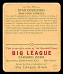 R319-Helmar Big League #506 Stan COVELESKI New York Yankees HOF