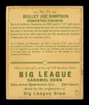 Helmar R319 Hockey #21 Bullet Joe Simpson Eskimos HOF