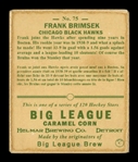 Helmar R319 Hockey #75 Frank BRIMSEK Chicago Black Hawks HOF First Time