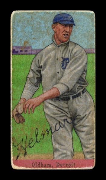 T206-Helmar #476 Red Oldham, early relief pitcher Detroit Tigers