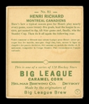 Helmar R319 Hockey #81 Henri RICHARD Montreal Canadiens HOF First Time