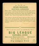 Helmar R319 Hockey #81 Henri RICHARD Montreal Canadiens HOF